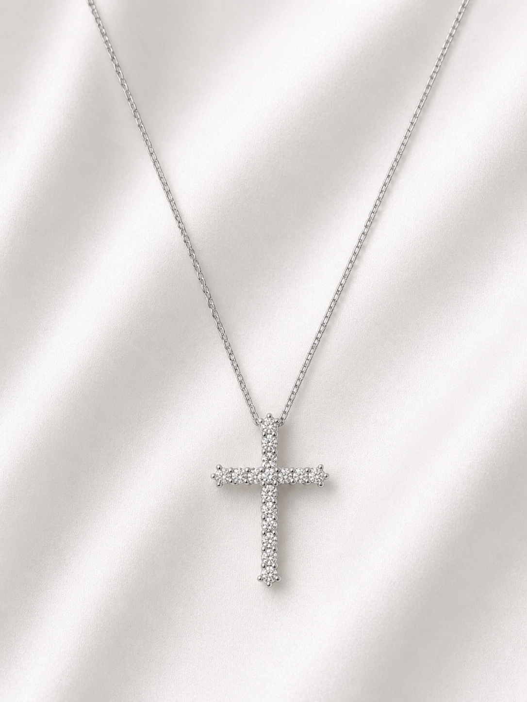 White Gold Diamond Cross Necklace