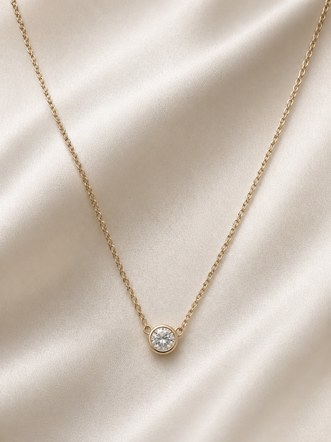 Gold Diamond Solitaire Necklace