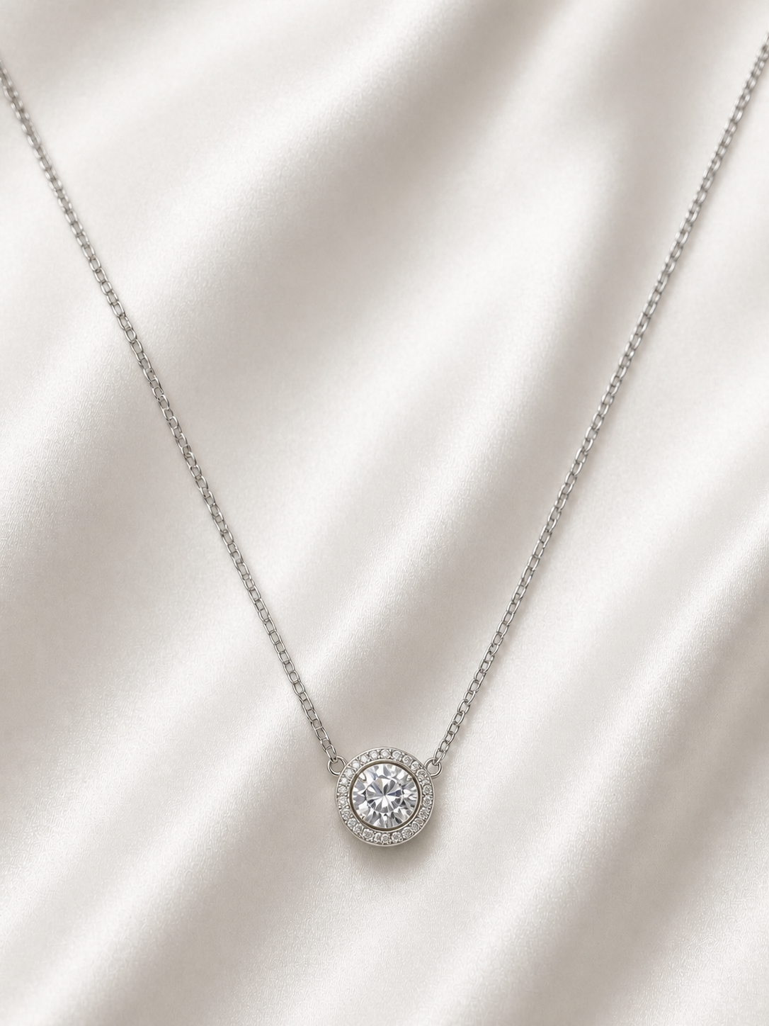 White Gold Diamond Halo Necklace