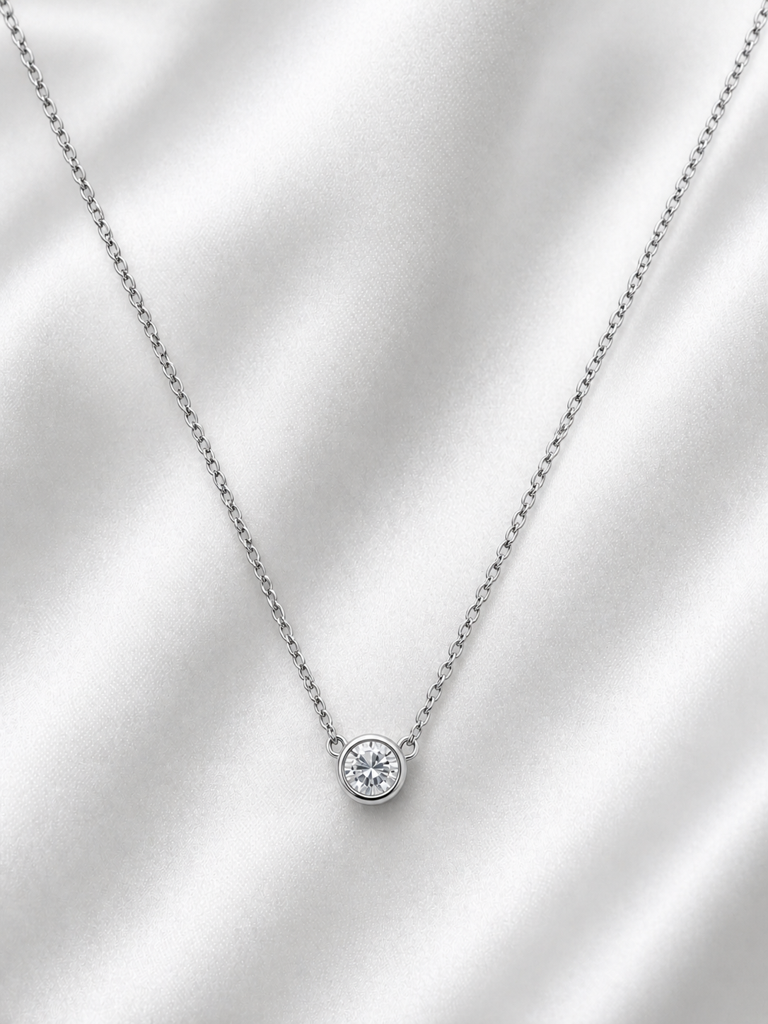 White Gold Diamond Solitaire Necklace